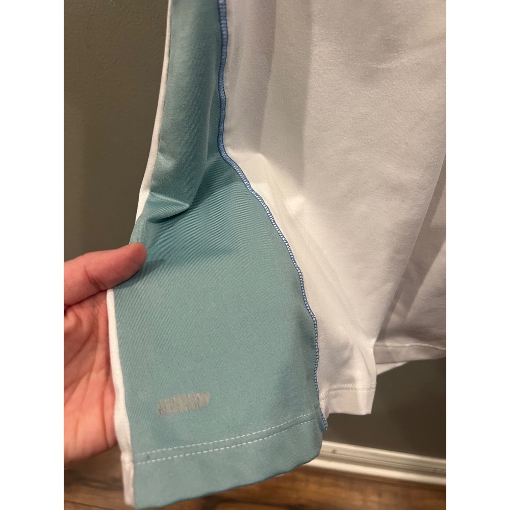 Alo Yoga CoolFit Athletic Tank Top Women's Size Medium White Teal V-Neck - Picture 4 of 8